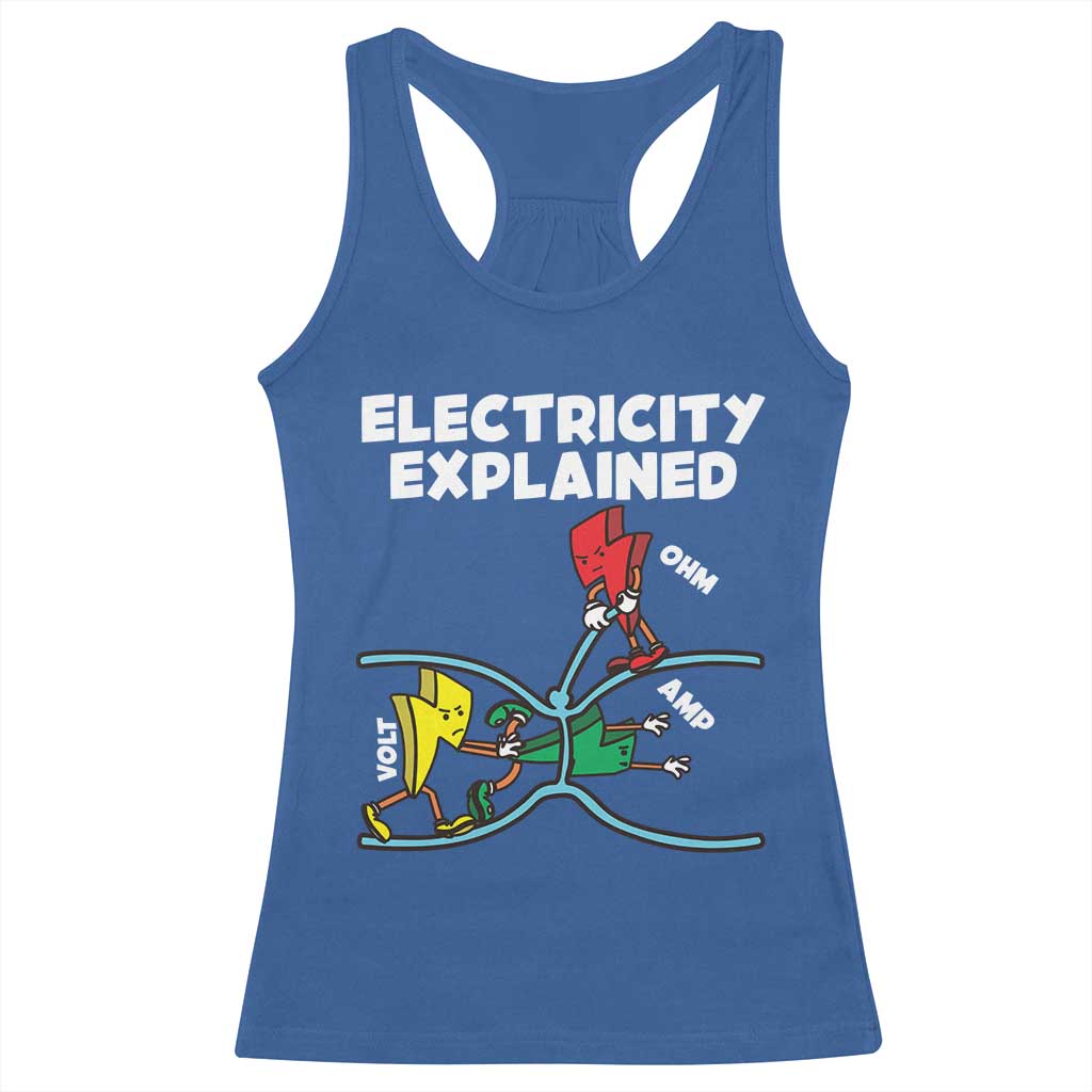 Funny Electricity Racerback Tank Top Ohm's Law Electricity Explained TS14 Royal Blue Print Your Wear