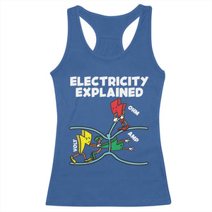 Funny Electricity Racerback Tank Top Ohm's Law Electricity Explained TS14 Royal Blue Print Your Wear