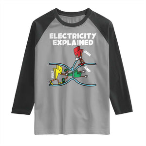 Funny Electricity Raglan Shirt Ohm's Law Electricity Explained TS14 Sport Gray Black Print Your Wear