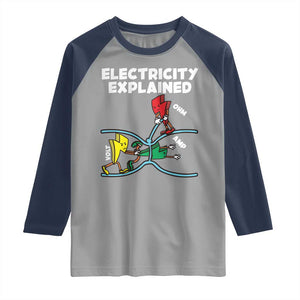 Funny Electricity Raglan Shirt Ohm's Law Electricity Explained TS14 Sport Gray Navy Print Your Wear