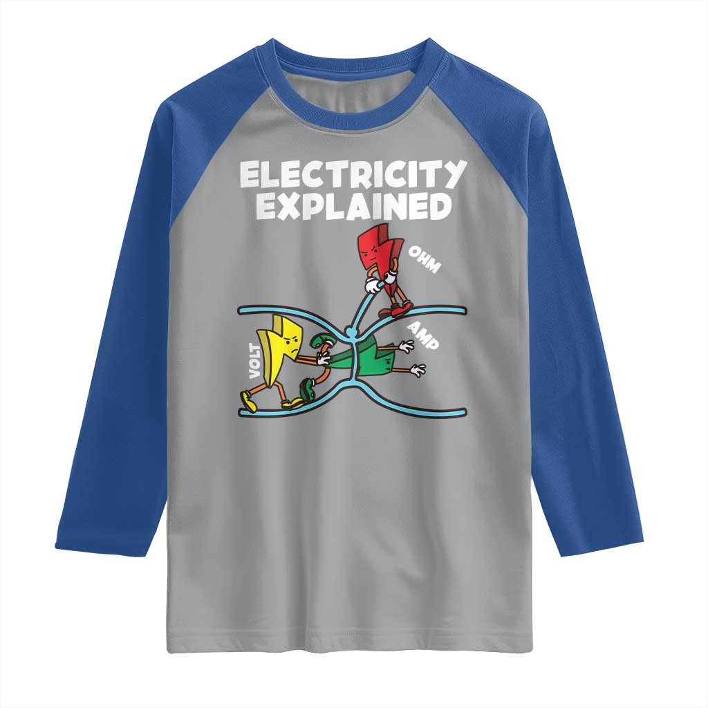 Funny Electricity Raglan Shirt Ohm's Law Electricity Explained TS14 Sport Gray Royal Print Your Wear