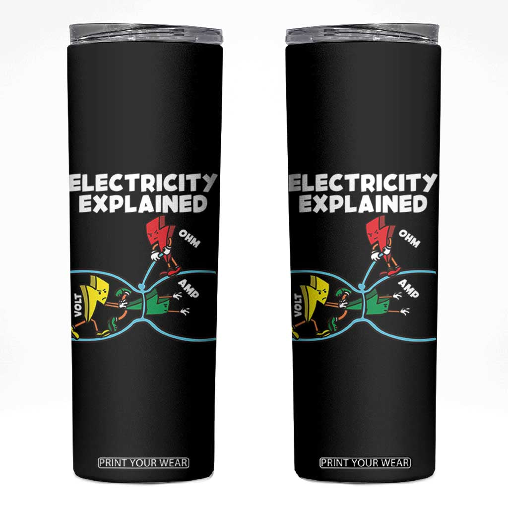 Funny Electricity Skinny Tumbler Ohm's Law Electricity Explained TS14 Black Print Your Wear