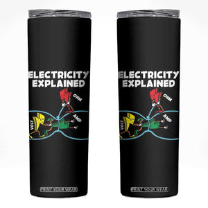 Funny Electricity Skinny Tumbler Ohm's Law Electricity Explained TS14 Black Print Your Wear