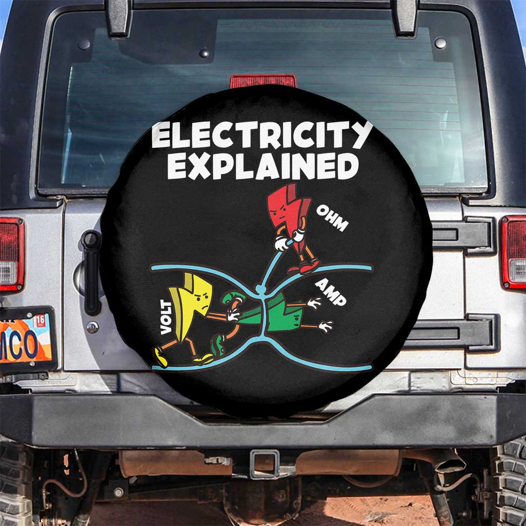 Funny Electricity Spare Tire Cover Ohm's Law Electricity Explained TS14 No hole Black Print Your Wear