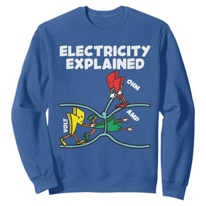 Funny Electricity Sweatshirt Ohm's Law Electricity Explained TS14 Royal Blue Print Your Wear