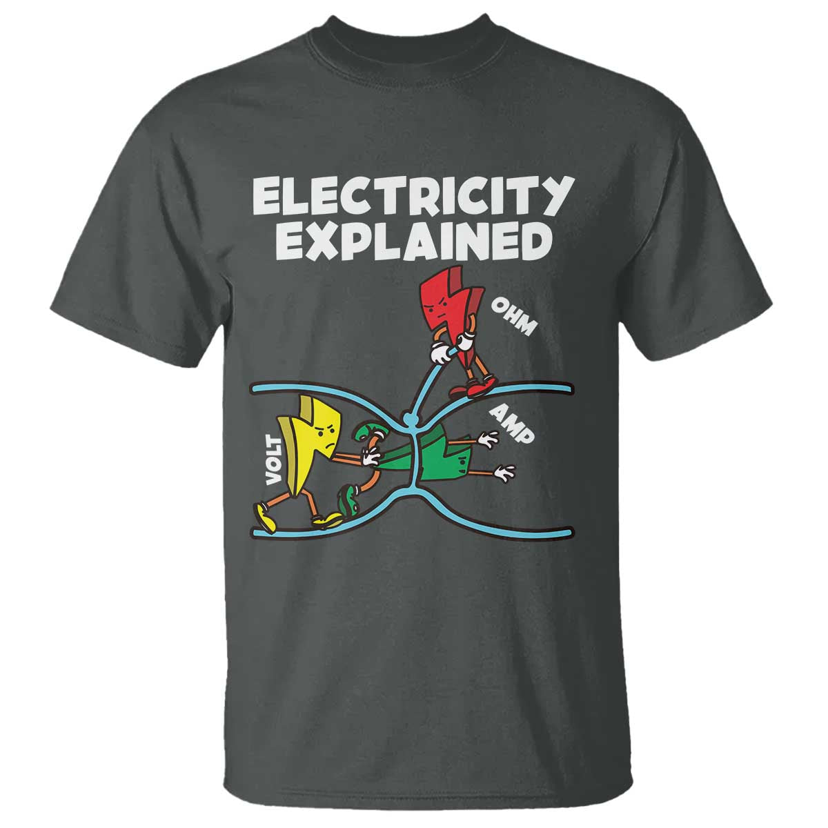 Funny Electricity T Shirt Ohm's Law Electricity Explained TS14 Dark Heather Print Your Wear