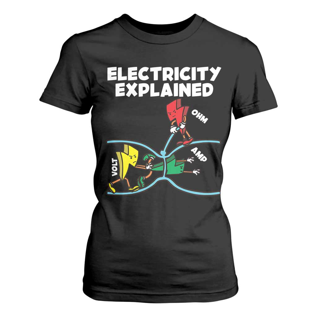 Funny Electricity T Shirt For Women Ohm's Law Electricity Explained TS14 Black Print Your Wear