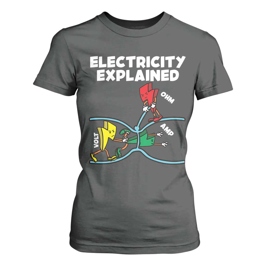 Funny Electricity T Shirt For Women Ohm's Law Electricity Explained TS14 Dark Heather Print Your Wear