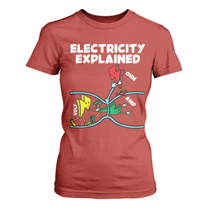 Funny Electricity T Shirt For Women Ohm's Law Electricity Explained TS14 Red Print Your Wear