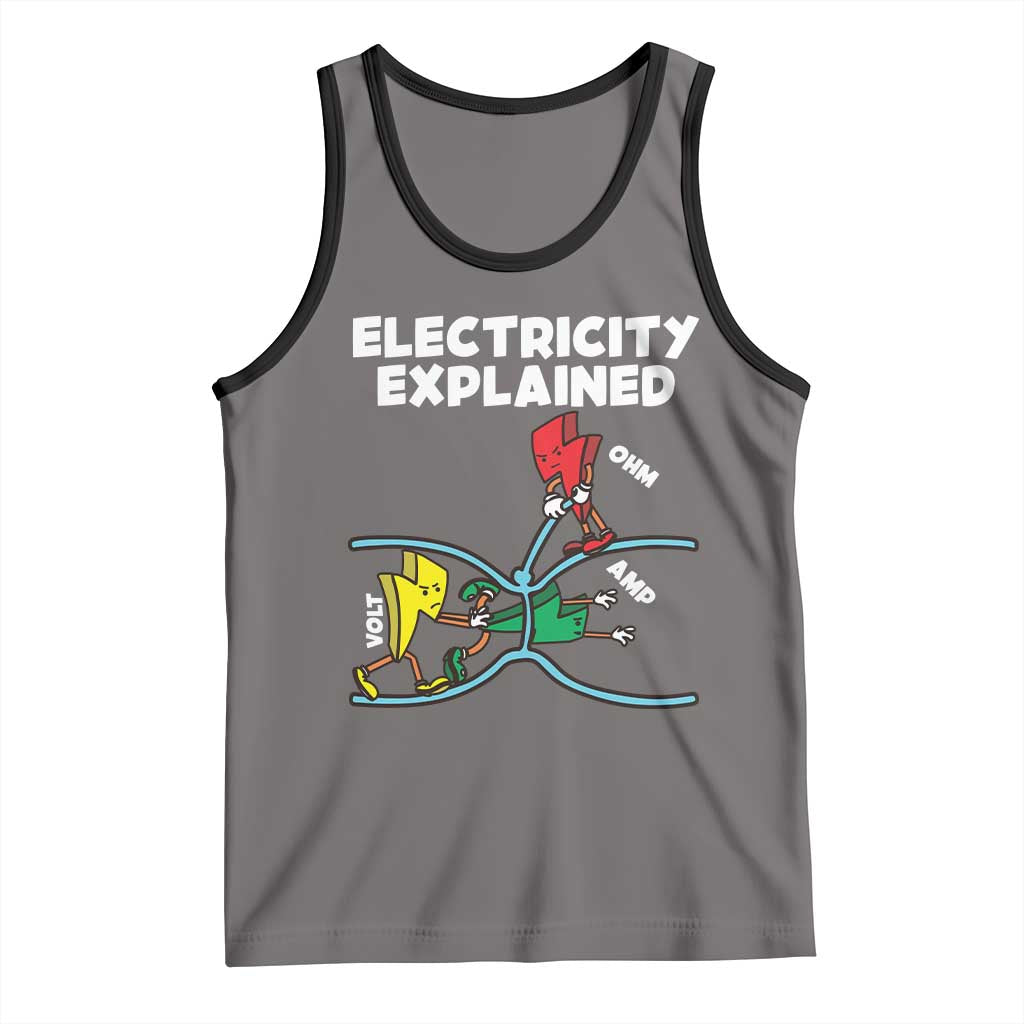 Funny Electricity Tank Top Ohm's Law Electricity Explained TS14 Deep Heather Black Print Your Wear