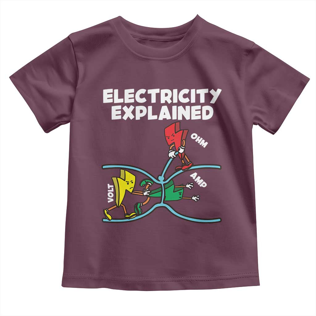 Funny Electricity Toddler T Shirt Ohm's Law Electricity Explained TS14 Maroon Print Your Wear