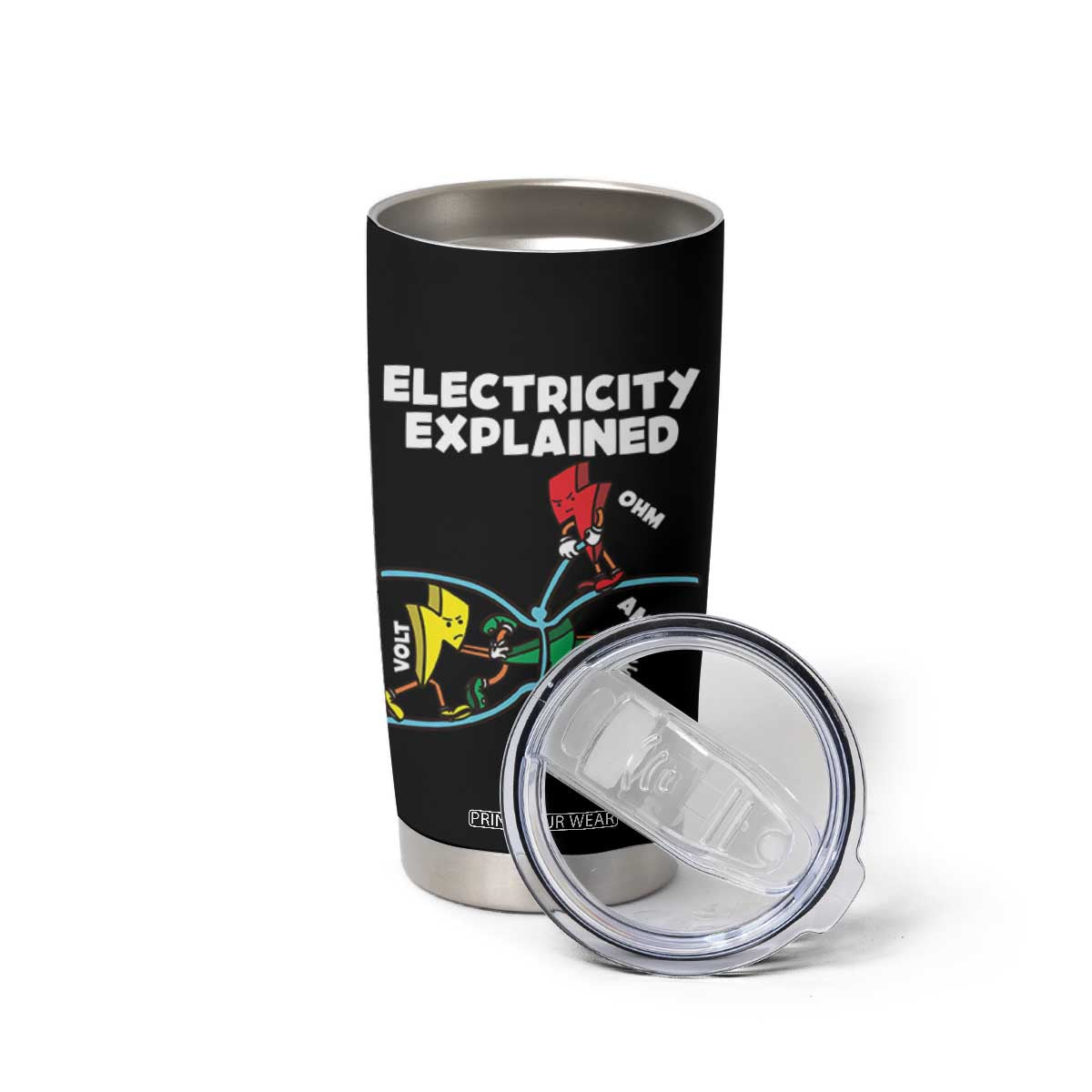 Funny Electricity Tumbler Cup Ohm's Law Electricity Explained TS14 Print Your Wear