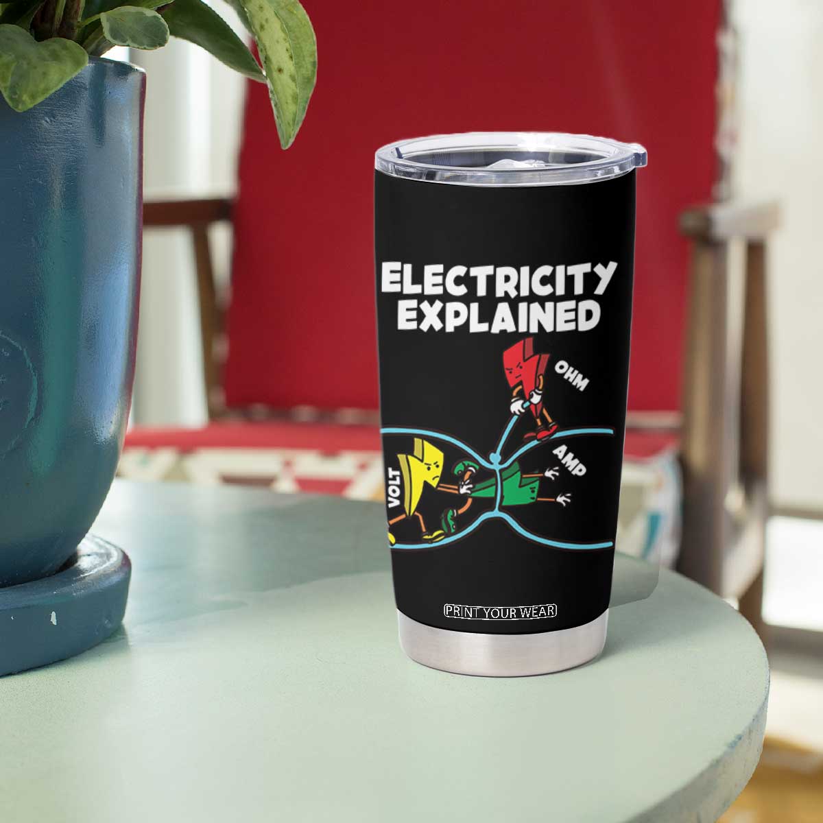 Funny Electricity Tumbler Cup Ohm's Law Electricity Explained TS14 Print Your Wear