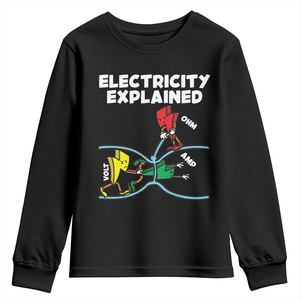 Funny Electricity Youth Sweatshirt Ohm's Law Electricity Explained TS14 Black Print Your Wear