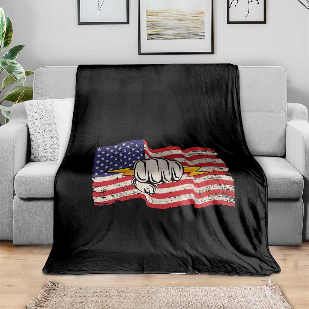 Electrician American Flag Throw Blanket Patriotic Electrical Worker TS14 Print Your Wear