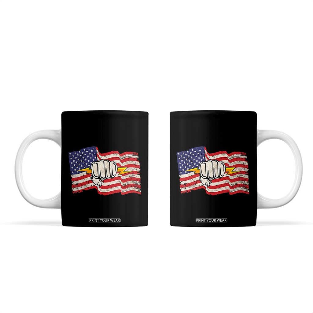 Electrician American Flag Coffee Mug Patriotic Electrical Worker TS14 Black Print Your Wear