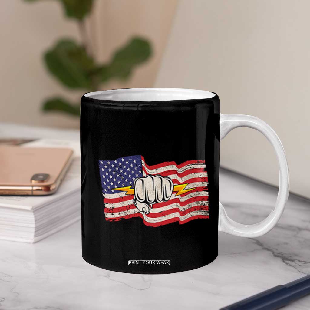 Electrician American Flag Coffee Mug Patriotic Electrical Worker TS14 Print Your Wear
