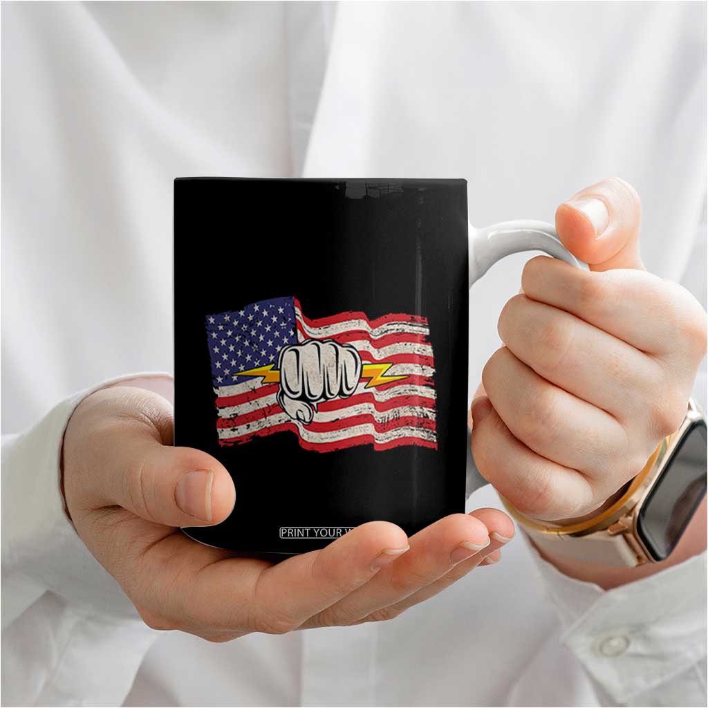 Electrician American Flag Coffee Mug Patriotic Electrical Worker TS14 Print Your Wear