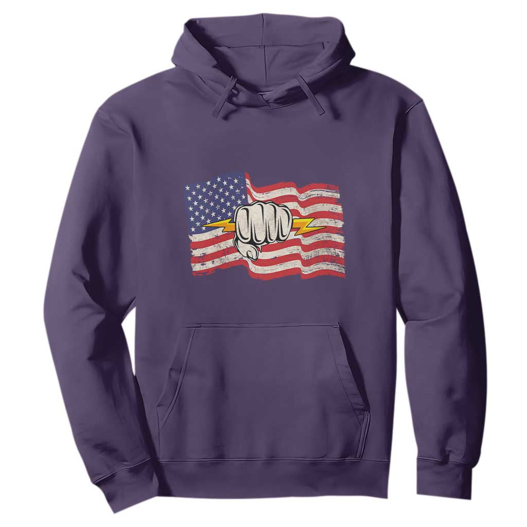 Electrician American Flag Hoodie Patriotic Electrical Worker TS14 Purple Print Your Wear