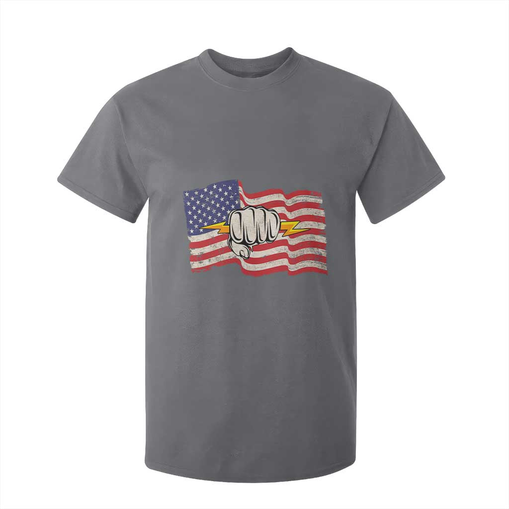 Electrician American Flag T Shirt For Kid Patriotic Electrical Worker TS14 Charcoal Print Your Wear