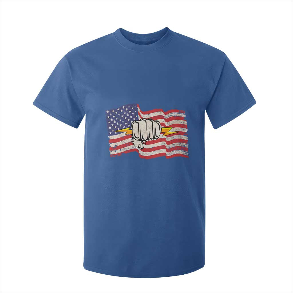 Electrician American Flag T Shirt For Kid Patriotic Electrical Worker TS14 Royal Blue Print Your Wear