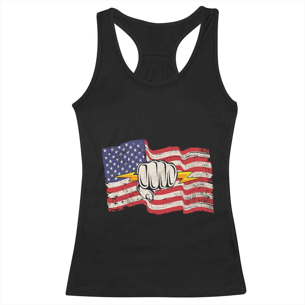 Electrician American Flag Racerback Tank Top Patriotic Electrical Worker TS14 Black Print Your Wear