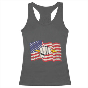 Electrician American Flag Racerback Tank Top Patriotic Electrical Worker TS14 Dark Heather Print Your Wear