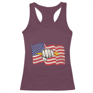 Electrician American Flag Racerback Tank Top Patriotic Electrical Worker TS14 Maroon Print Your Wear