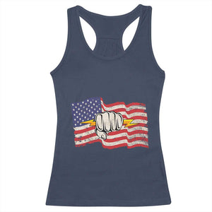 Electrician American Flag Racerback Tank Top Patriotic Electrical Worker TS14 Navy Print Your Wear