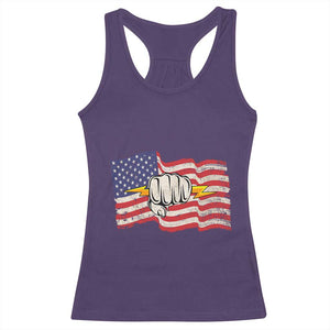 Electrician American Flag Racerback Tank Top Patriotic Electrical Worker TS14 Purple Print Your Wear