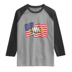 Electrician American Flag Raglan Shirt Patriotic Electrical Worker TS14 Sport Gray Black Print Your Wear