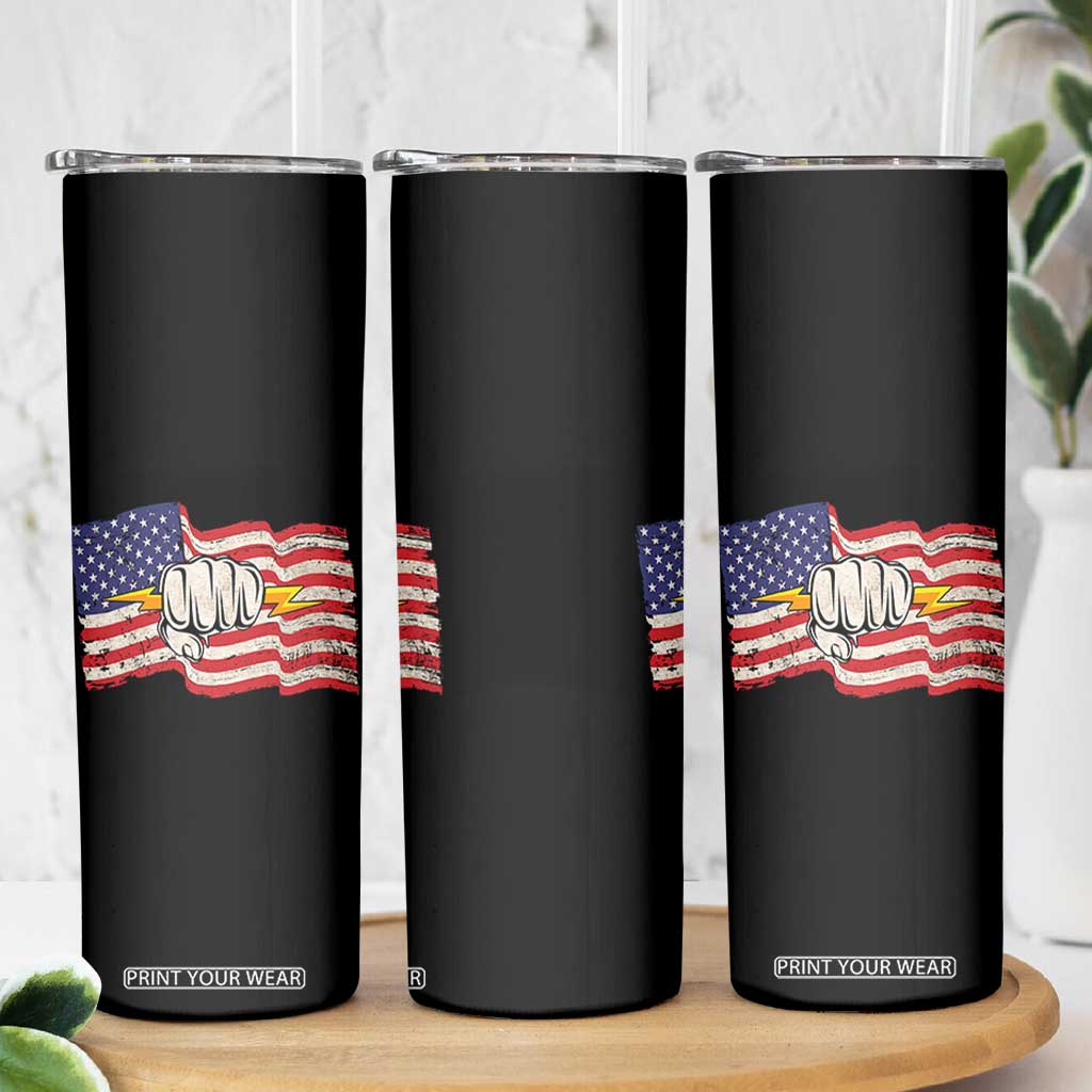 Electrician American Flag Skinny Tumbler Patriotic Electrical Worker TS14 Print Your Wear
