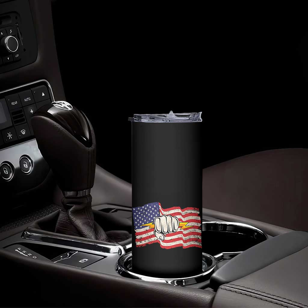 Electrician American Flag Skinny Tumbler Patriotic Electrical Worker TS14 Print Your Wear