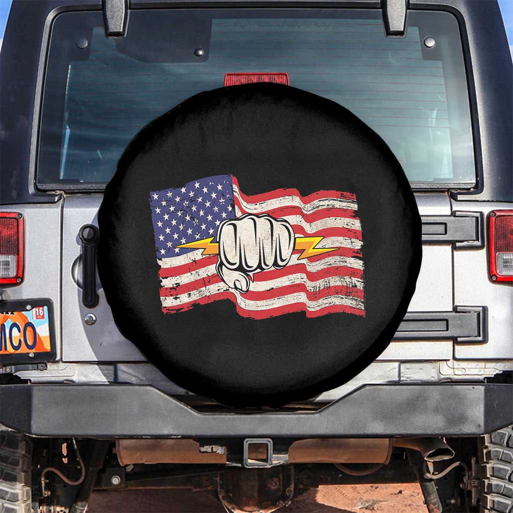 Electrician American Flag Spare Tire Cover Patriotic Electrical Worker TS14 No hole Black Print Your Wear