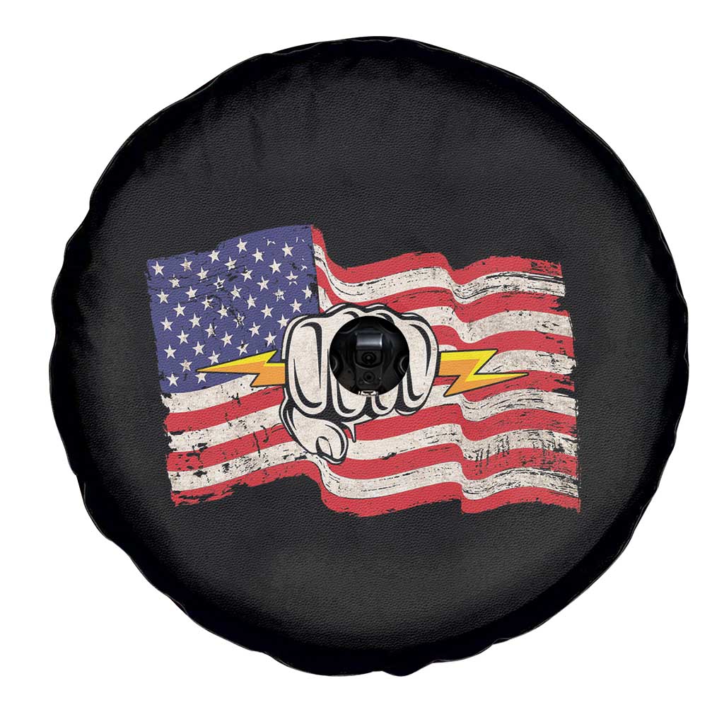 Electrician American Flag Spare Tire Cover Patriotic Electrical Worker TS14 Print Your Wear