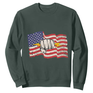 Electrician American Flag Sweatshirt Patriotic Electrical Worker TS14 Dark Forest Green Print Your Wear