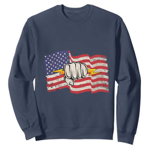 Electrician American Flag Sweatshirt Patriotic Electrical Worker TS14 Navy Print Your Wear