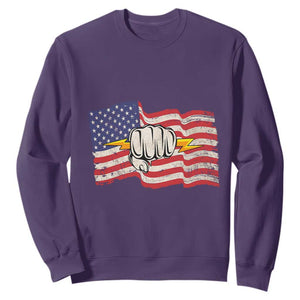 Electrician American Flag Sweatshirt Patriotic Electrical Worker TS14 Purple Print Your Wear