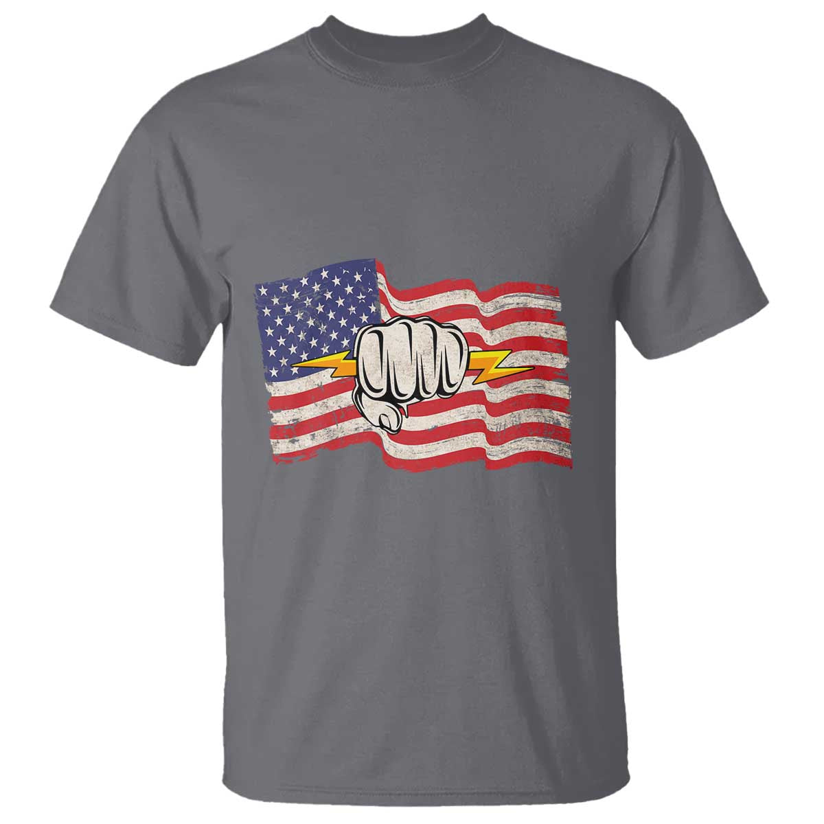Electrician American Flag T Shirt Patriotic Electrical Worker TS14 Charcoal Print Your Wear