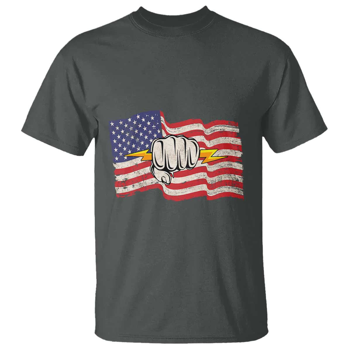 Electrician American Flag T Shirt Patriotic Electrical Worker TS14 Dark Heather Print Your Wear