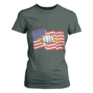 Electrician American Flag T Shirt For Women Patriotic Electrical Worker TS14 Dark Forest Green Print Your Wear