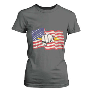 Electrician American Flag T Shirt For Women Patriotic Electrical Worker TS14 Dark Heather Print Your Wear
