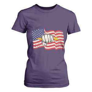 Electrician American Flag T Shirt For Women Patriotic Electrical Worker TS14 Purple Print Your Wear