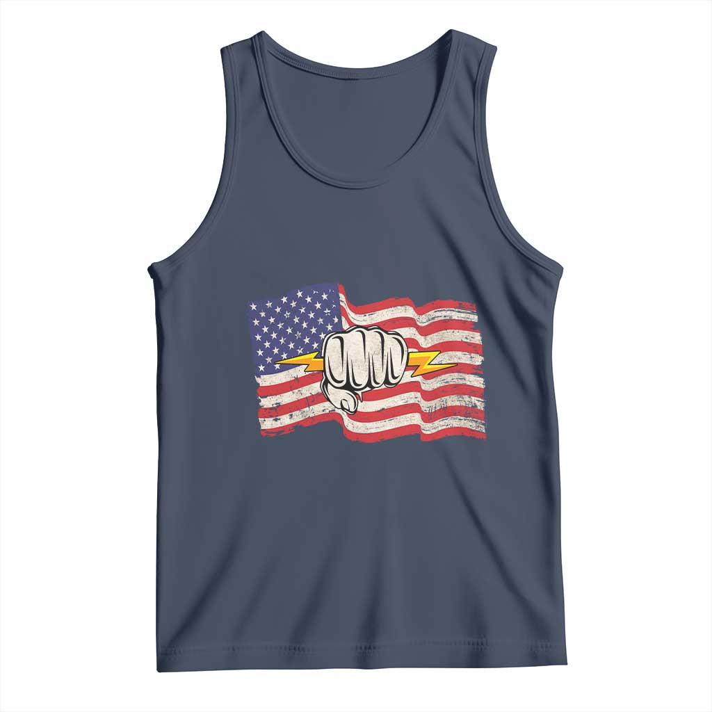 Electrician American Flag Tank Top Patriotic Electrical Worker TS14 Navy Print Your Wear