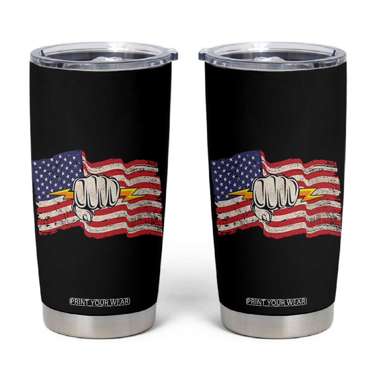 Electrician American Flag Tumbler Cup Patriotic Electrical Worker TS14 Black Print Your Wear