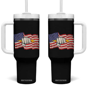 Electrician American Flag Tumbler With Handle Patriotic Electrical Worker TS14 One Size: 40 oz Black Print Your Wear