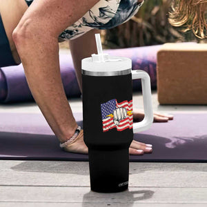 Electrician American Flag Tumbler With Handle Patriotic Electrical Worker TS14 Print Your Wear