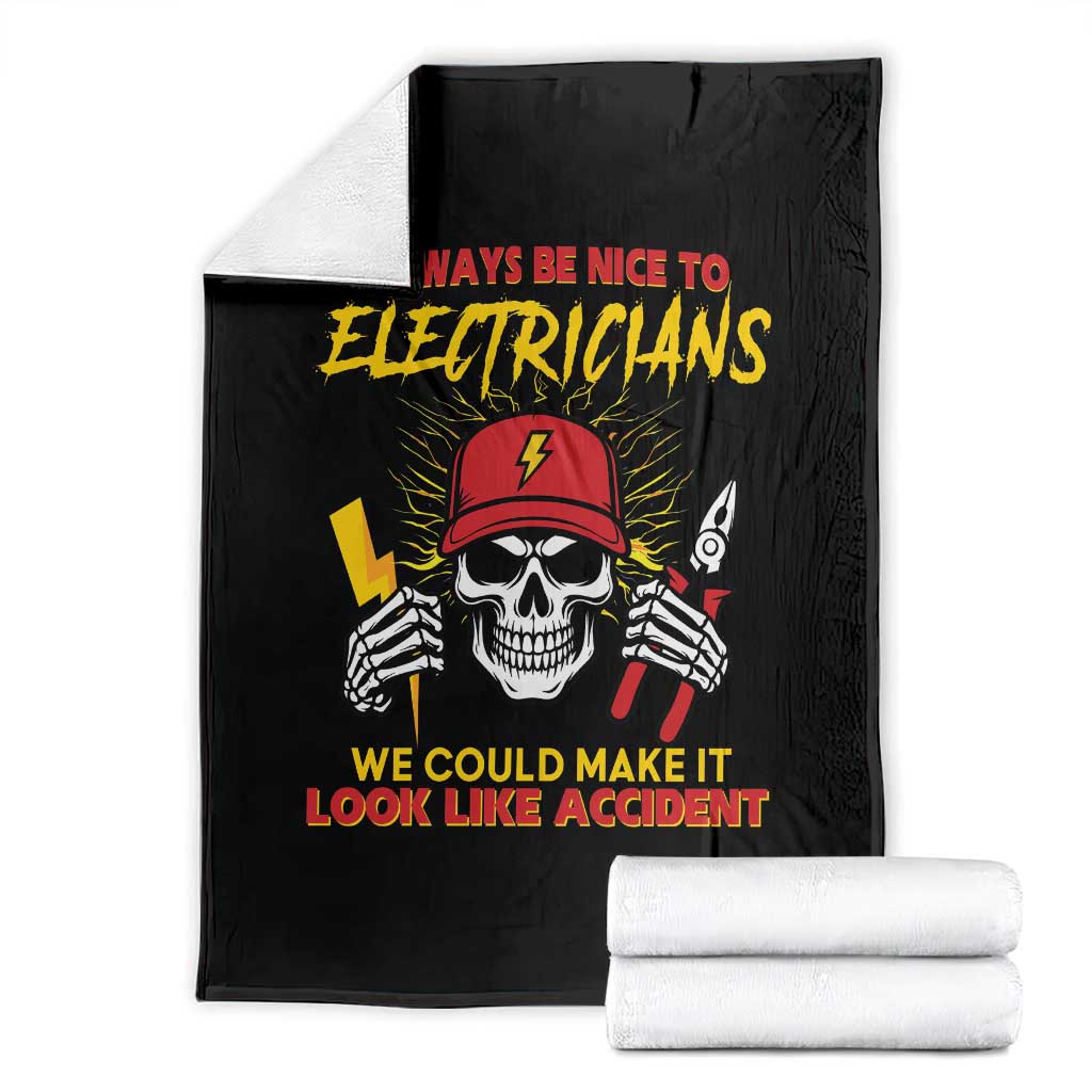 Funny Electrician Skull Throw Blanket Electrical Engineer Electricity Lineman TS14 Black Print Your Wear