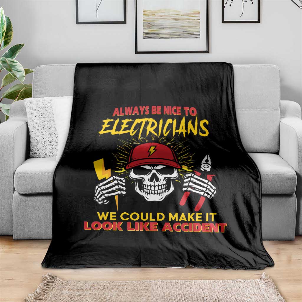 Funny Electrician Skull Throw Blanket Electrical Engineer Electricity Lineman TS14 Print Your Wear