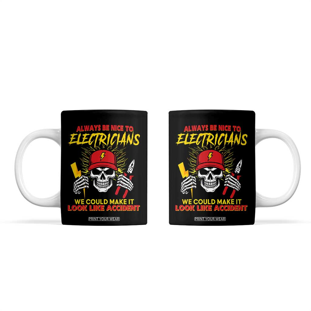 Funny Electrician Skull Coffee Mug Electrical Engineer Electricity Lineman TS14 Black Print Your Wear